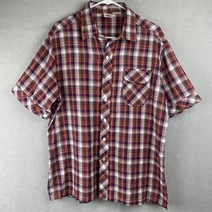 Vintage 70s 80s Kennington California Men Plaid Western S/S Button Down Shirt XL